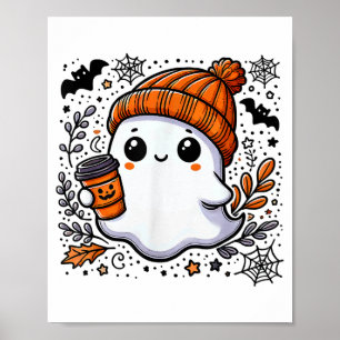 Cute Halloween Shirt for Women Halloween Ghost Cof Poster