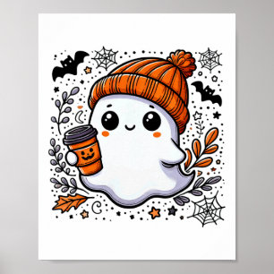 Cute Halloween Shirt For Women Halloween Ghost Cof Poster