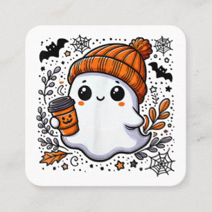 Cute Halloween Shirt for Women Halloween Ghost Cof Square Business Card