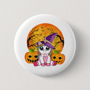 Cute Halloween Shirt Girls Women Witchy Unicorn 6 Cm Round Badge