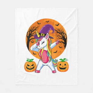 Cute Halloween Shirt Girls Women Witchy Unicorn Ha Fleece Blanket