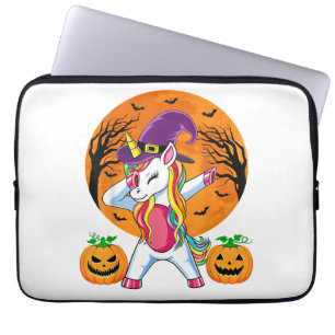 Cute Halloween Shirt Girls Women Witchy Unicorn Ha Laptop Sleeve