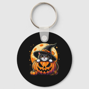Cute Halloween Shirts For Women Girls Black Cat Ha Key Ring