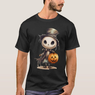 Cute Halloween Skeleton Pumpkin Art – Autumn Spook T-Shirt