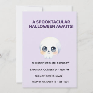 Cute Halloween Skull Birthday Invitation for Kids