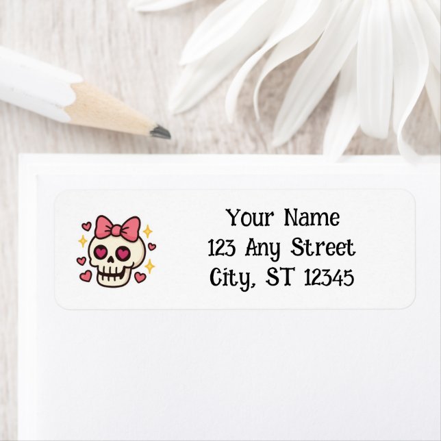 Cute Halloween Skull  Return Address Label (Insitu)