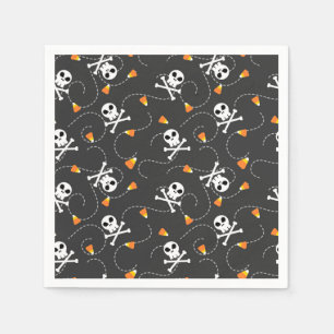 Cute Halloween Skulls and Candy Corn Napkin