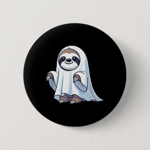 Cute Halloween Sloth Ghost Cartoon Spooky Sloth 6 Cm Round Badge