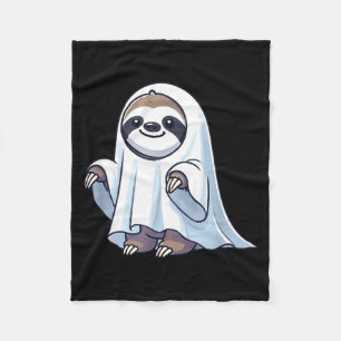Cute Halloween Sloth Ghost Cartoon Spooky Sloth Fleece Blanket