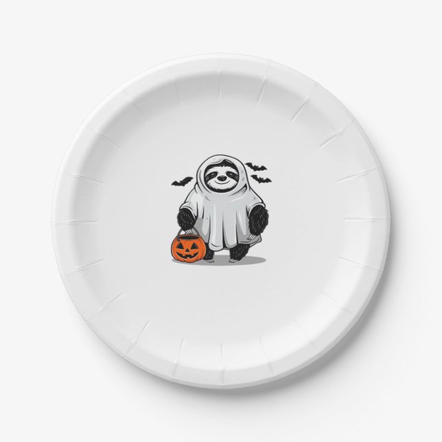 Cute Halloween Sloth T-Shirt Adorable and Spooky D Paper Plate (Front)
