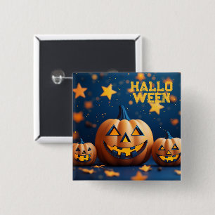 Cute Halloween Smiling Pumpkins 15 Cm Square Badge