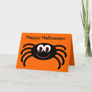 Cute Halloween Spider Orange Greeting Card