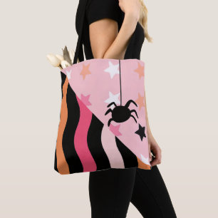 Cute Halloween Spider & Stars Tote Bag