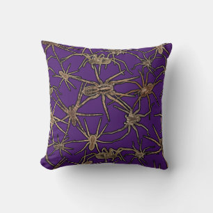 Cute Halloween Spiders on Royal Purple Cushion