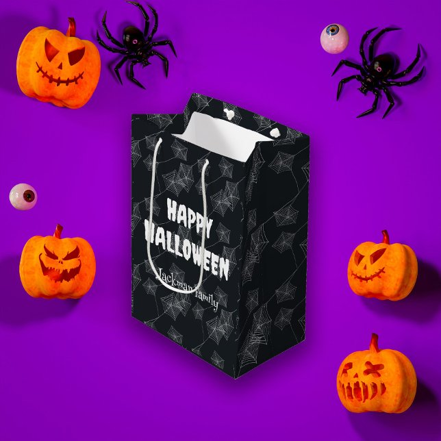 Cute Halloween spiderweb on black, custom Medium Gift Bag (Cute Halloween spiderweb on black, custom Medium Gift Bag
)