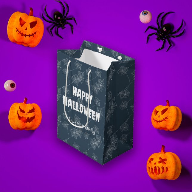 Cute Halloween spiderweb on grey, custom Medium Gift Bag (Cute Halloween spiderweb on grey, custom Medium Gift Bag
)