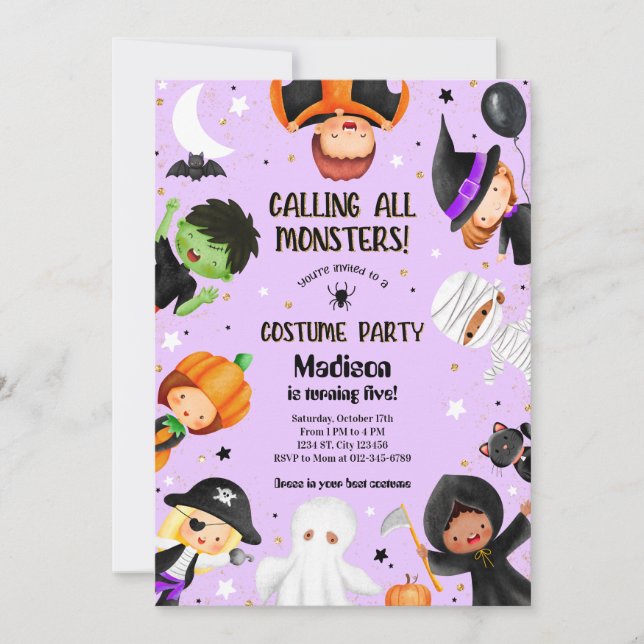 Cute Halloween Spooktacular Costume Birthday Party Invitation (Front)