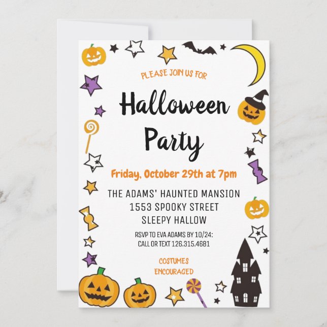 Cute Halloween Spooktacular Party Invitation (Front)