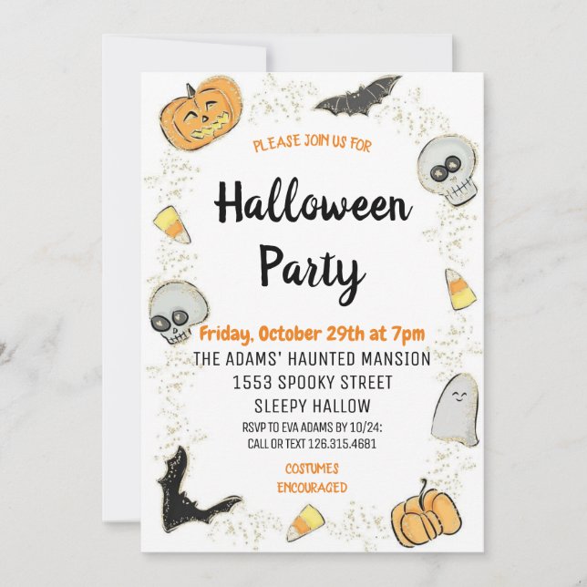 Cute Halloween Spooktacular Party Invitation (Front)