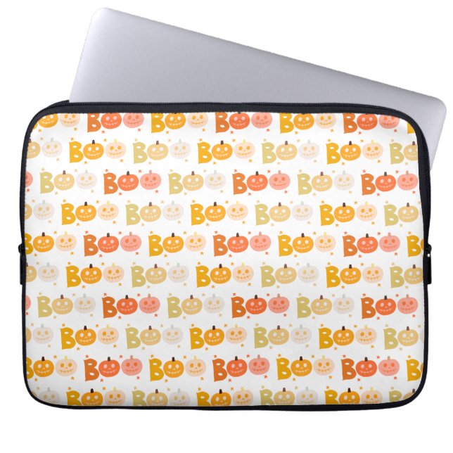 Cute Halloween Spooky Boo Creepy Pumpkin Laptop Sleeve (Front)