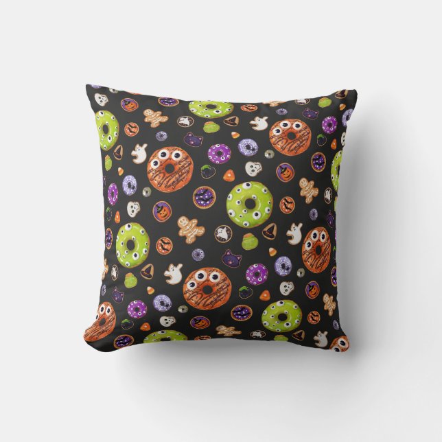 Cute Halloween Spooky Cookie Pumpkin Ghost Spider  Cushion (Front)
