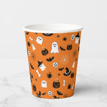 Cute Halloween Spooky Ghosts Orange Seamless Patte