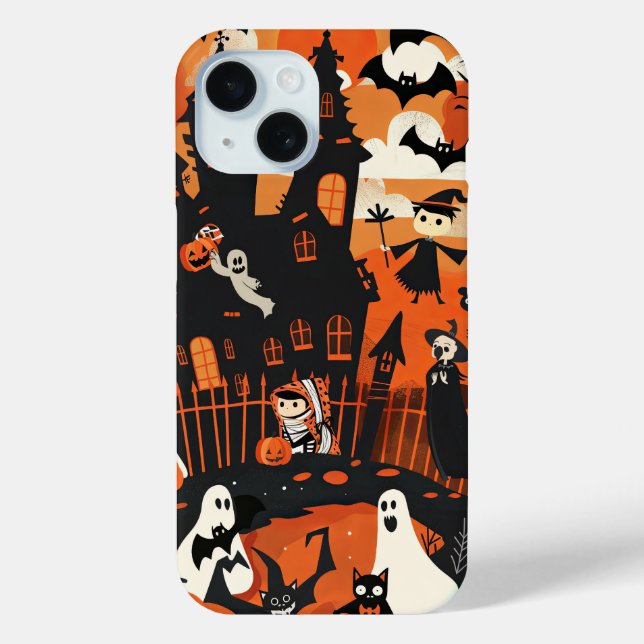 Cute Halloween Spooky Haunted House Ghosts Bats Case-Mate iPhone Case (Back)