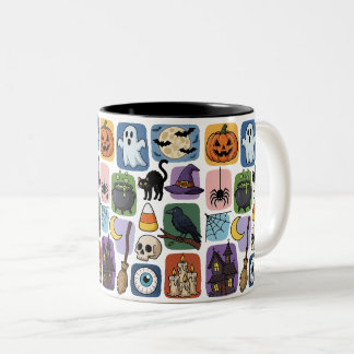 Cute Halloween Spooky Icons Two-Tone Coffee Mug