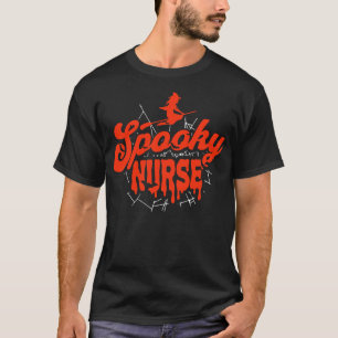 Cute Halloween Spooky Nurse Orange and Black Hallo T-Shirt