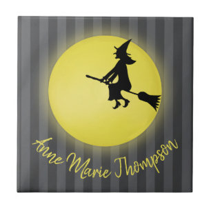 Cute Halloween Spooky Witch Custom Ceramic Tile