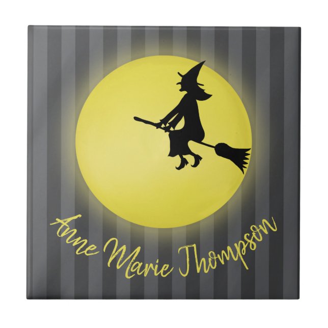 Cute Halloween Spooky Witch Custom Ceramic Tile (Front)