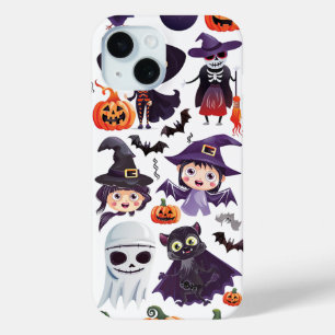 Cute Halloween Spooky Witches Ghosts Bats Pumpkins iPhone 15 Case