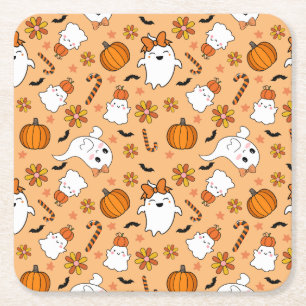 Cute Halloween Square Paper Coaster