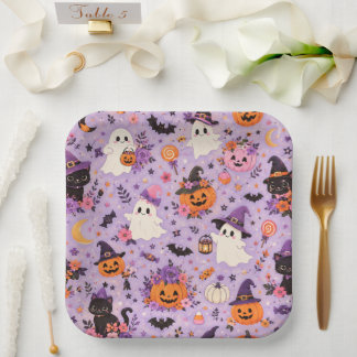 Cute Halloween Square Paper Plates
