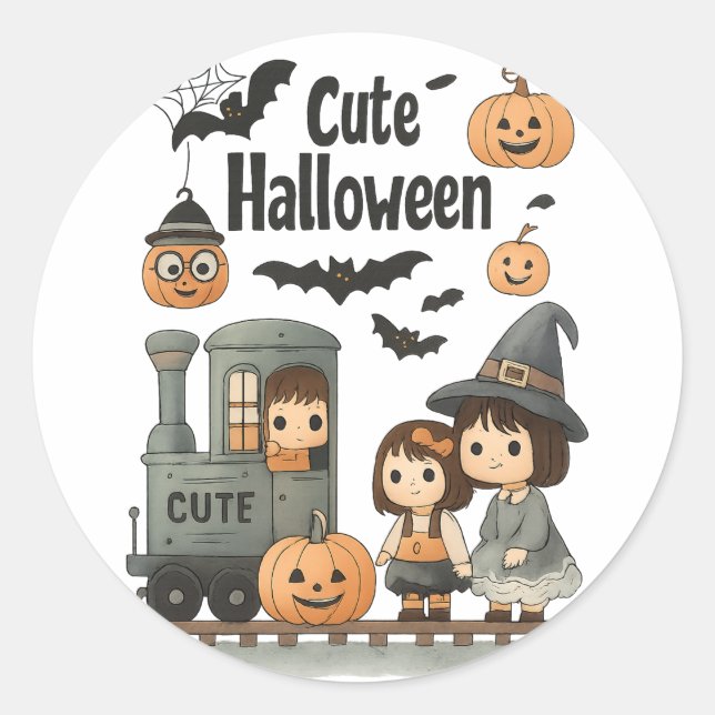 Cute Halloween Sticker – Witch, Ghost & Pumpkin Ch (Front)