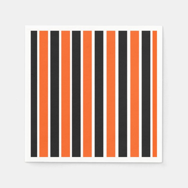 Cute Halloween Stripes in Orange and Black  Napkin (Front)