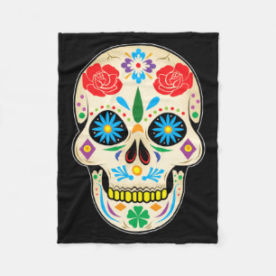 Cute Halloween Sugar Skull - Dia De Los Muertos Fleece Blanket