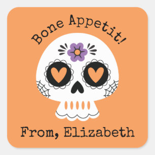 Cute Halloween Sugar Skull Square Sticker
