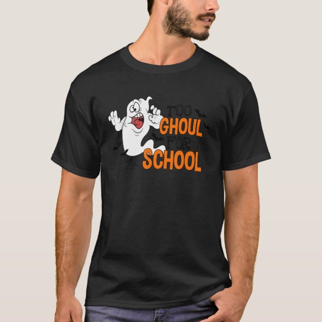 Cute Halloween Teacher School Ghouls Groovy Trick  T-Shirt (Front)