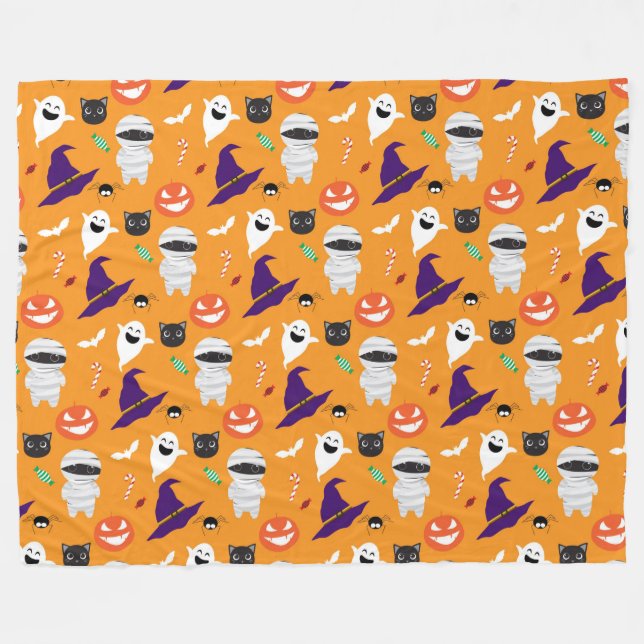 Cute Halloween Theme Fleece Blanket (Front (Horizontal))
