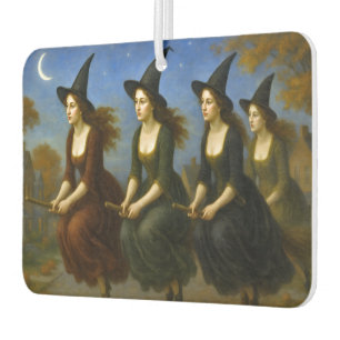 Cute Halloween theme with witches on brooms Car Air Freshener