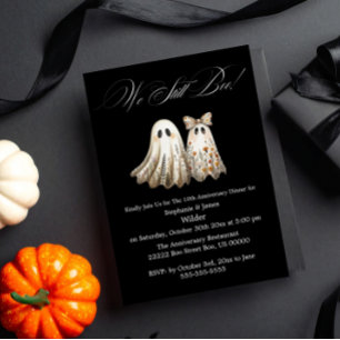 Cute Halloween Themed Wedding Anniversary Dinner  Invitation