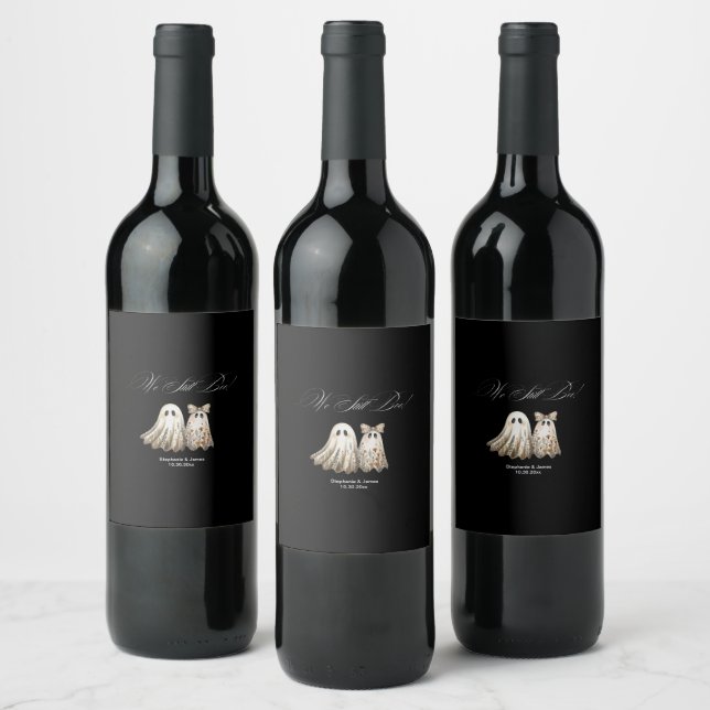 Cute Halloween-Themed Wedding Anniversary Wine Label (Bottles)