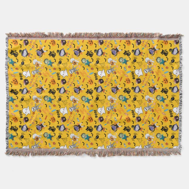 Cute Halloween Throw Blanket (Front)