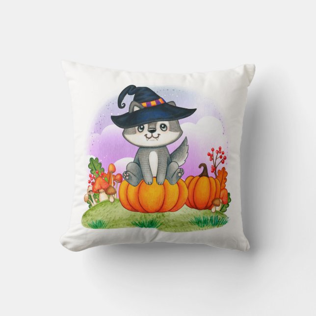 Cute Halloween Throw Pillow (Front)