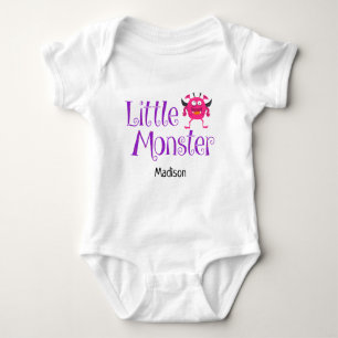 Cute Halloween Trick or Treat Little Monster Name Baby Bodysuit
