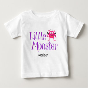 Cute Halloween Trick or Treat Little Monster Name Baby T-Shirt