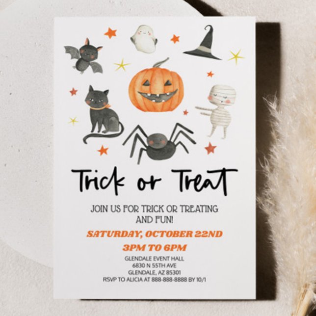Cute Halloween Trick or Treat Party Invitation (Creator Uploaded)