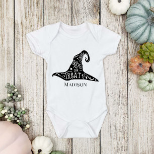 Cute Halloween Trick or Treat Witch Hat Baby Bodysuit
