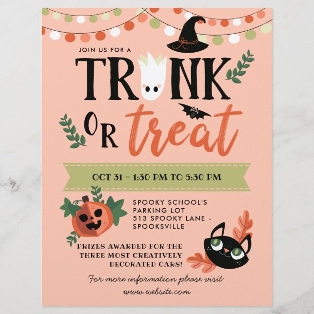 Cute Halloween Trunk or Treat Social Distance Flyer (Front)
